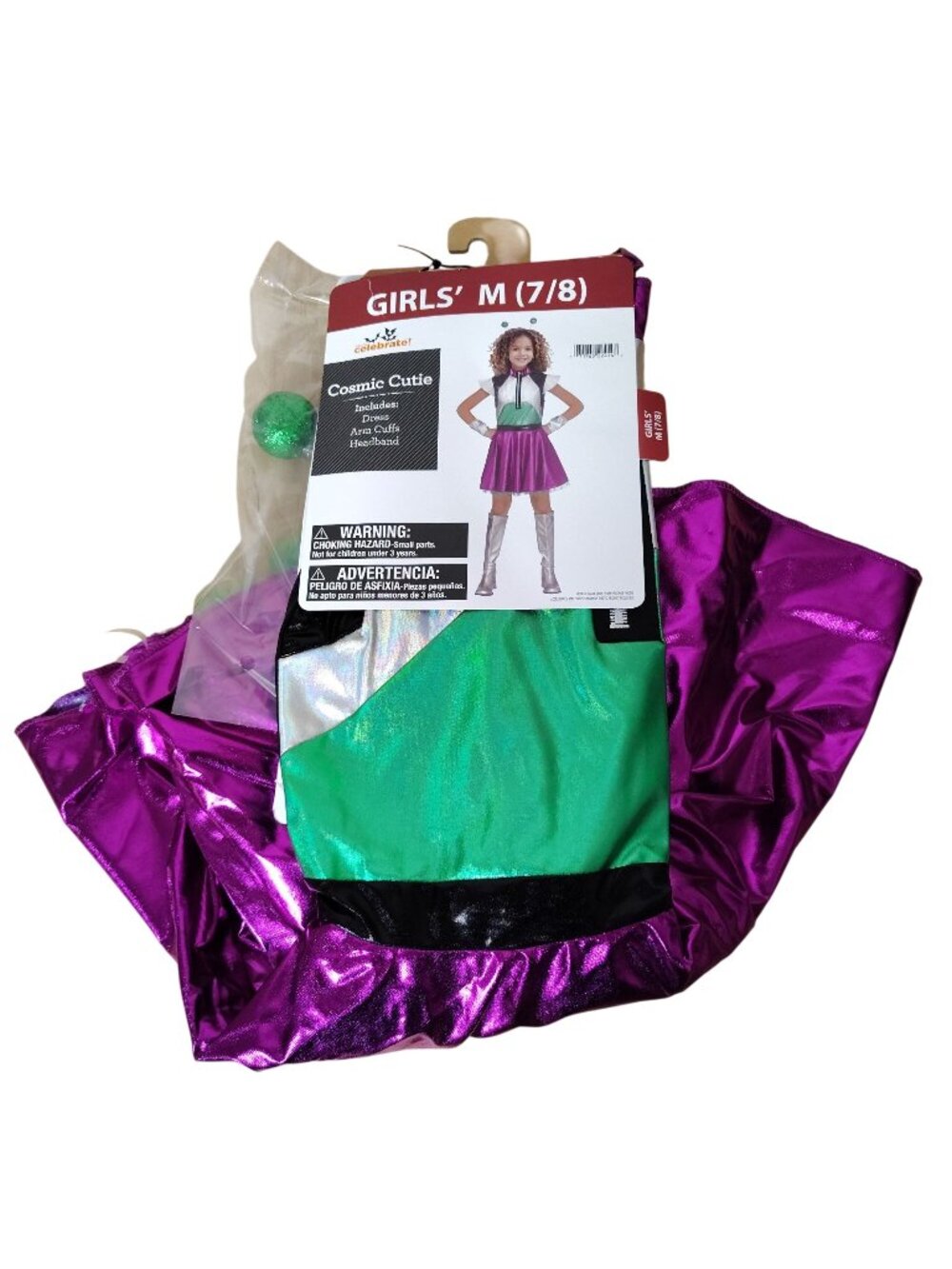 Way To Celebrate Girls Cosmic Cutie Costume Medium 7-8 Dress Cuffs Headband New